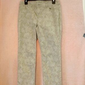Women's Chico's Tan Paisley Straight Leg Jeans - Chico's Size 0 (Normal Size 4)